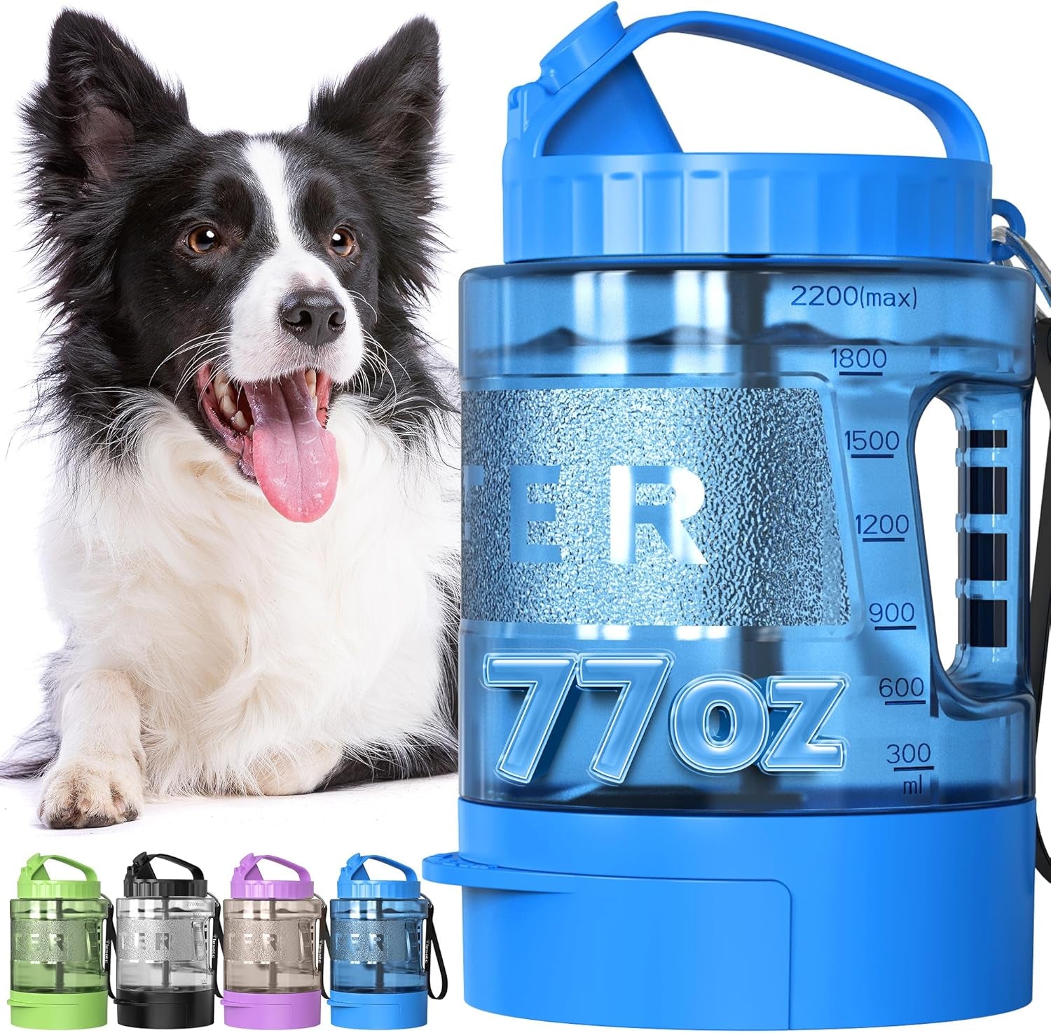 Dog Water Bottle, Portable Water Dispenser with Bowl, Leak Proof Pet Travel Squeeze Bottle, Puppy Essentials Dog Stuff Accessories for Outdoor Walking, Hiking, Camping