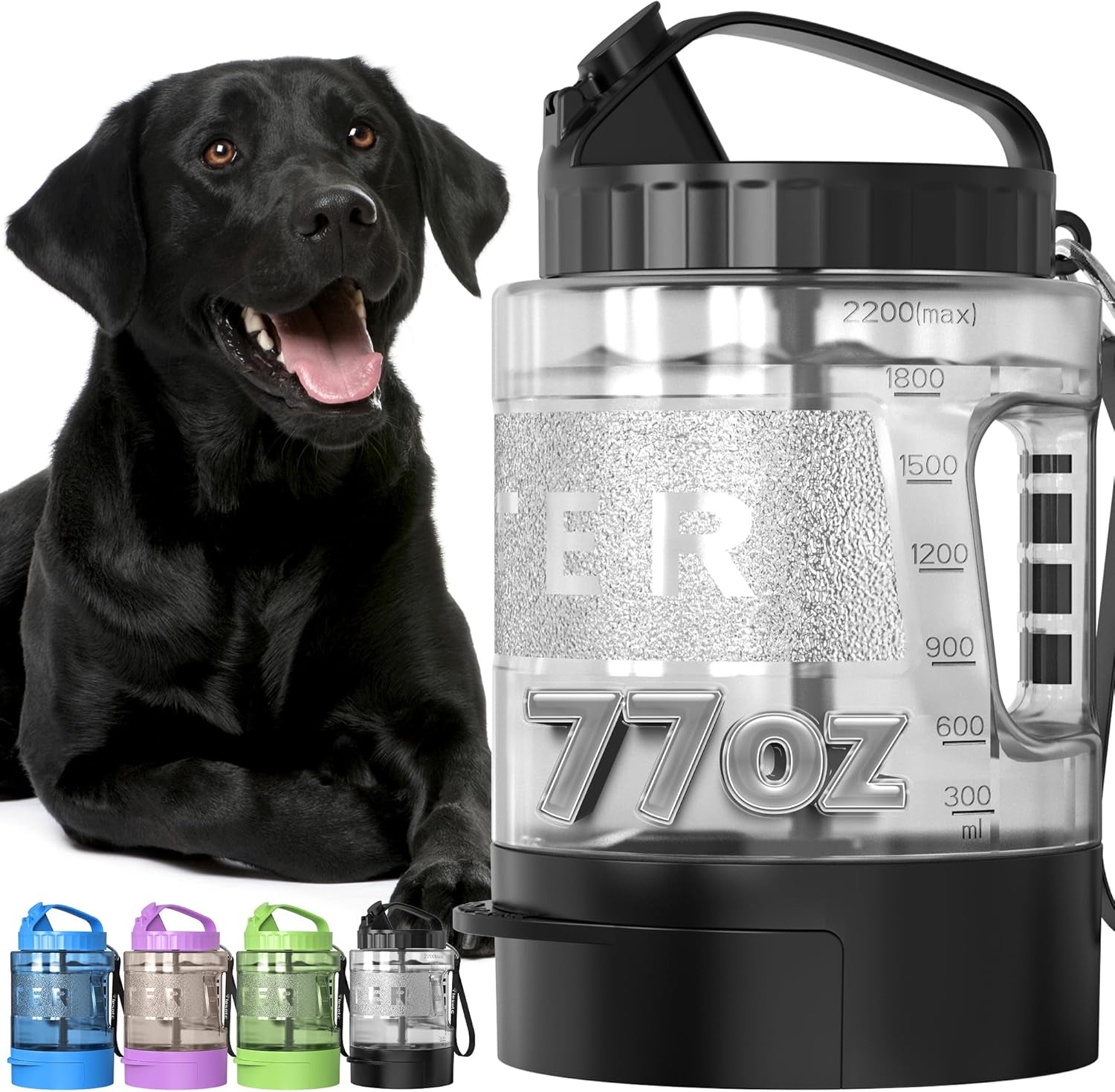 Dog Water Bottle, Portable Water Dispenser with Bowl, Leak Proof Pet Travel Squeeze Bottle, Puppy Essentials Dog Stuff Accessories for Outdoor Walking, Hiking, Camping