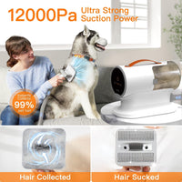 Dog Grooming Vacuum Kit,12000Pa Strong Pet Vacuum for Shedding,Grooming Hai,Quiet,Pg100,2L Large Capacity